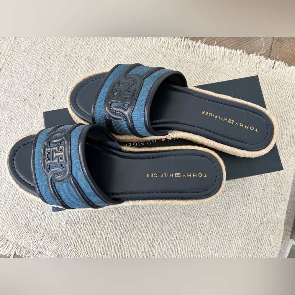 Tommy Hilfiger Navy and Black Slides New